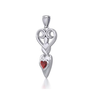 Goddess with Garnet Heart Pendant