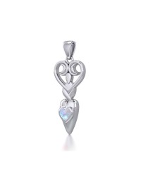 Goddess with Rainbow Moonstone Heart Pendant