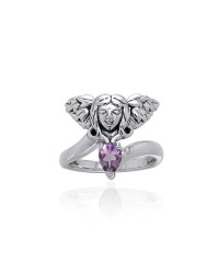 Guardian Angel Ring with Amethyst Gemstone