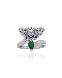 Guardian Angel Ring with Emerald Gem