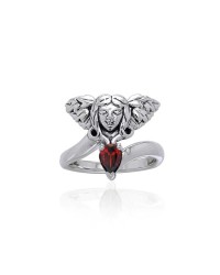 Guardian Angel Ring with Garnet Gemstone