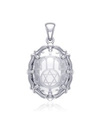 Hamsa Hand Natural Clear Quartz Pendant