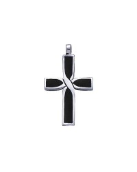 Infinity Cross Silver Black Onyx Inlay Pendant