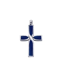 Infinity Cross Silver Lapis Inlay Pendant