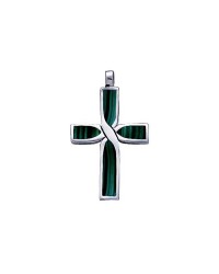 Infinity Cross Silver Malachite Inlay Pendant