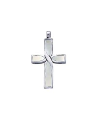 Infinity Cross Silver Mother of Pearl Inlay Pendant