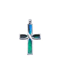 Infinity Cross Silver Paua Shell Inlay Pendant