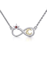 Infinity Moon and Star Silver and Gold Necklace 