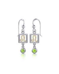 Leo Zodiac Sign Earrings with Peridot