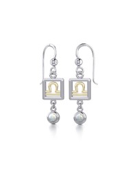 Libra Zodiac Sign Earrings with Opal