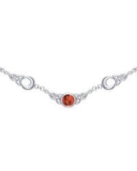 Magick Moon Silver Necklace with Garnet Gem