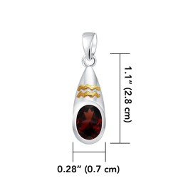 Aquarius Zodiac Sign Pendant with Garnet