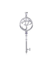 Om Symbol Key Pendant with Amethyst