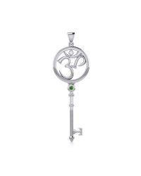 Om Symbol Key Pendant with Emerald