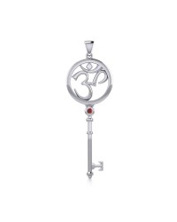 Om Symbol Key Pendant with Garnet