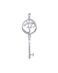 Om Symbol Key Pendant with Rainbow Moonstone