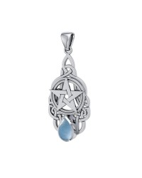 Pentacle Knot Pendant with Blue Topaz Gemstone