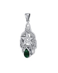 Pentacle Knot Pendant with Malachite Gemstone