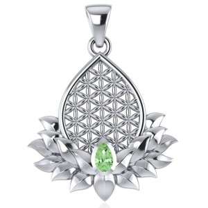 Lotus Flower of Life Peridot Pendant