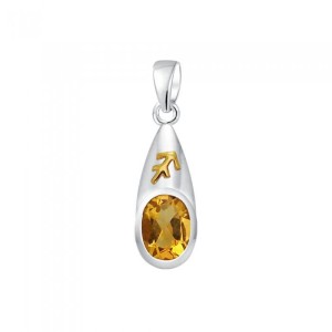 Sagittarius Zodiac Sign Pendant with Citrine