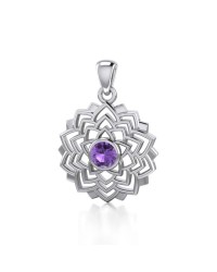 Sahasrara Crown Chakra Silver and Amethyst Pendant