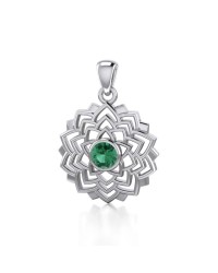 Sahasrara Crown Chakra Silver and Emerald Pendant