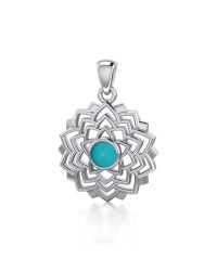 Sahasrara Crown Chakra Silver and Turquoise Pendant