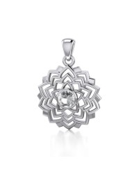 Sahasrara Crown Chakra Silver and White Cubic Zirconia Pendant