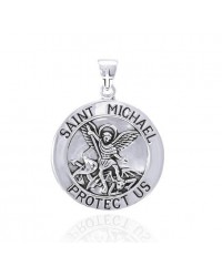 Saint Michael Large Silver Pendant