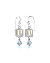 Scorpio Zodiac Sign Earrings with Blue Topaz