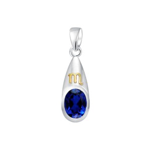 Scorpio Zodiac Sign Pendant with Sapphire