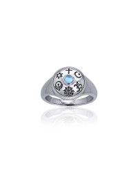 Shield of Faith Ring with Blue Topaz