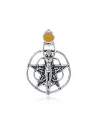 Goddess Pentagram Pendant with Amber