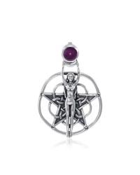 Goddess Pentagram Pendant with Amethyst