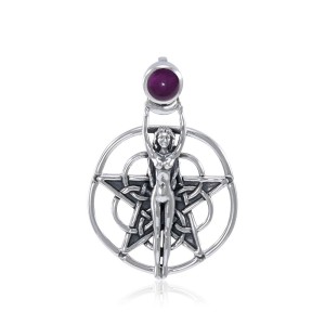 Goddess Pentagram Pendant with Amethyst