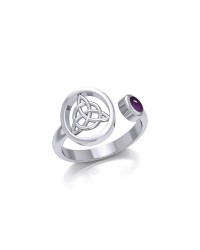 Triquetra Ring with Amethyst Gemstone