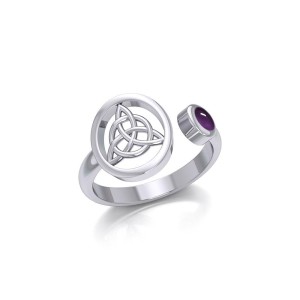 Triquetra Ring with Amethyst Gemstone