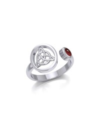 Triquetra Ring with Garnet Gemstone