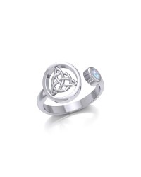 Triquetra Ring with Rainbow Moonstone Gemstone