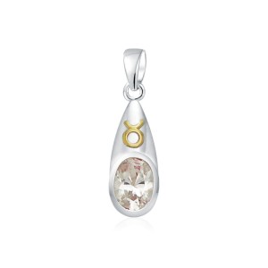 Taurus Zodiac Sign Pendant with White Cubic Zirconia