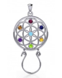 Flower of Life Charm Holder with Gemstones