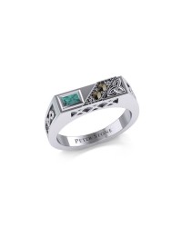 Trinity Knot Rectangle Band Ring with Blue Topaz