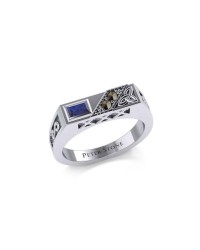 Trinity Knot Rectangle Band Ring with Sapphire