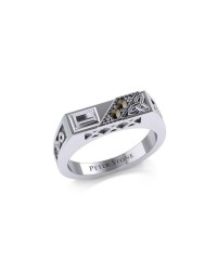 Trinity Knot Rectangle Band Ring with White Cubic Zirconia