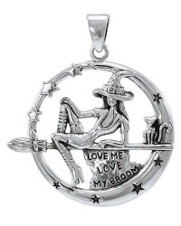 Witchy Broom Rider Sterling Silver Pendant