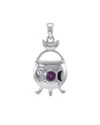 Witches Cauldron Silver & Amethyst Pendant