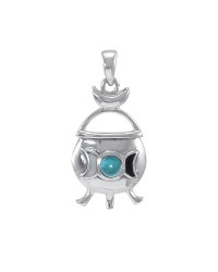 Witches Cauldron Silver & Blue Topaz Pendant