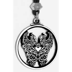 Double Phoenix Pewter Pendant