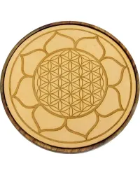 Lotus Flower of Life Wood Crystal Grid