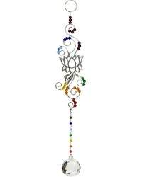 Lotus Chakra Wire Hanging Crystal Prism Suncatcher